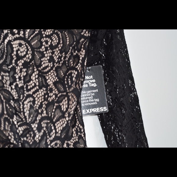 Express long sleeve deep v-neck lace bodysuit - Picture 4 of 5